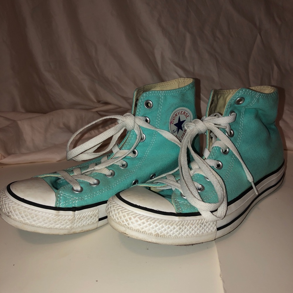 Size 10 turquoise converse high tops